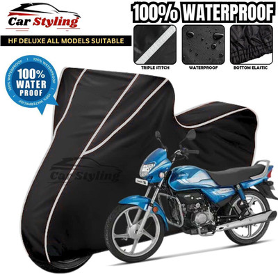 Car Styling Waterproof Two Wheeler Cover for Hero(HF Deluxe, Black, White)