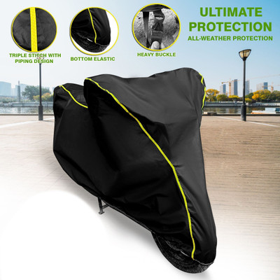 AUTOBIRSA Waterproof Two Wheeler Cover for Yamaha(Monster 82, Black)
