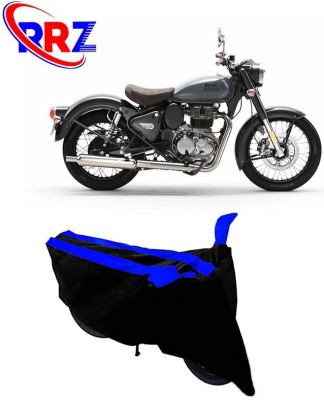 RRZ Waterproof Two Wheeler Cover for Royal Enfield(Classic 350, Black, Blue)