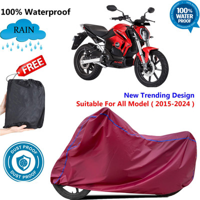AutoGalaxy Waterproof Two Wheeler Cover for Revolt(RV 400, Maroon)