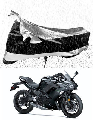 Furious3D Two Wheeler Cover for Kawasaki(Ninja 650 BS6, Silver, Black)