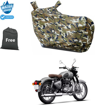 CODOKI Waterproof Two Wheeler Cover for Royal Enfield(Classic Gunmetal, Yellow)