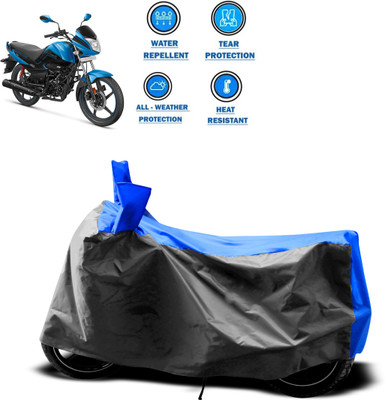 DeepShakshi AUTOMOTIVE Two Wheeler Cover for Hero(MotoCorp Pleasure Plus, Grey, Blue)