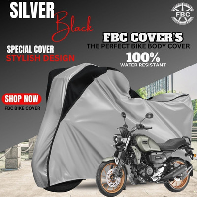 FBC Waterproof Two Wheeler Cover for Yamaha(FZ-S Fi Version 3.0 BS6, Black, Silver)