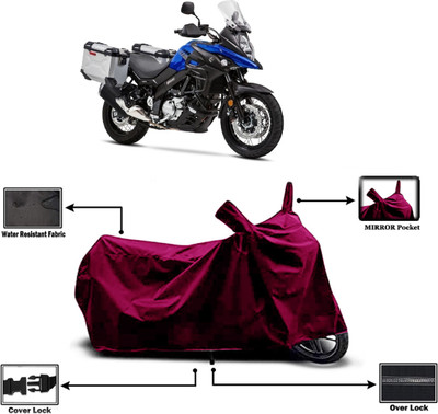 Amexride Two Wheeler Cover for Suzuki(V-Strom 650 XT, Maroon)