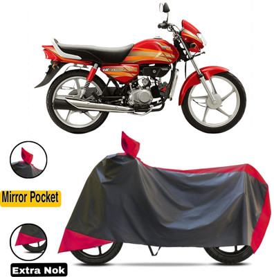 WMIZEXA Waterproof Two Wheeler Cover for Hero(HF Deluxe BS6, Red, Black)
