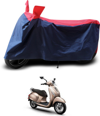 GOSHIV-car and bike accessories Waterproof Two Wheeler Cover for Bajaj(Chetak, Red, Black)