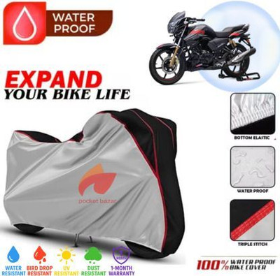 pocket bazar Waterproof Two Wheeler Cover for TVS(Apache RTR 180, Silver, Black)