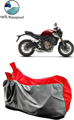 APNEK Waterproof Two Wheeler Cover for Honda(CB 500, Grey, Red)