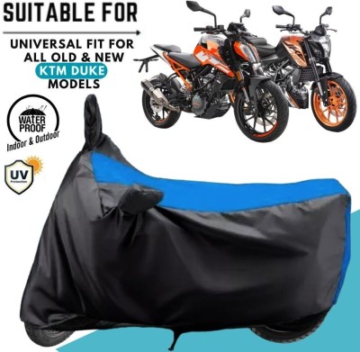 ZAQE Waterproof Two Wheeler Cover for KTM(125 Duke, Black, Blue)