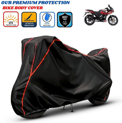 Delphinium Waterproof Two Wheeler Cover for Bajaj(Pulsar 220F, Black, Red)