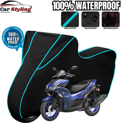 Car Styling Waterproof Two Wheeler Cover for Yamaha(Aerox 155 Maxi, Black, Blue)