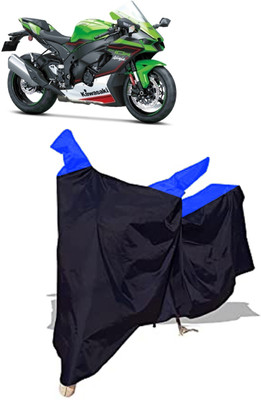 Amexride Two Wheeler Cover for Kawasaki(Ninja ZX 10R, Black, Blue)