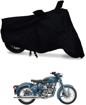 DeepShakshi AUTOMOTIVE Waterproof Two Wheeler Cover for Royal Enfield(Bullet 500, Black)