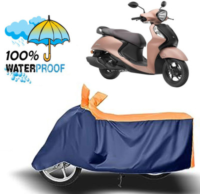 ROYAL AUTO MART Waterproof Two Wheeler Cover for Yamaha(Fascino 125, Blue, Orange)