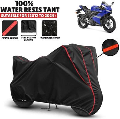 Mwiss Waterproof Two Wheeler Cover for Yamaha(R15S, Black, Red)