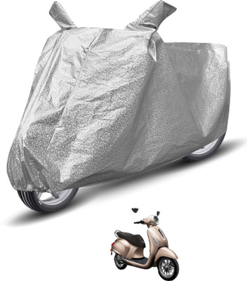 Auto Hub Waterproof Two Wheeler Cover for Bajaj(Chetak, Silver)