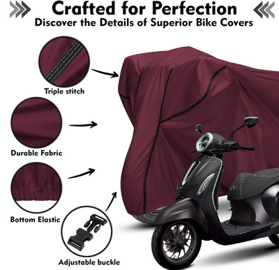 Shiv Kanha Waterproof Two Wheeler Cover for Bajaj(Chetak, Maroon, Black)