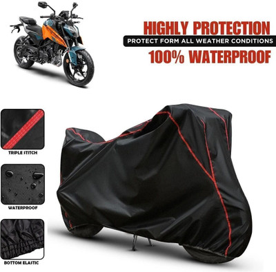 Shiv Kanha Waterproof Two Wheeler Cover for KTM(Duke 390, Black, Red)