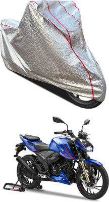 AutoGalaxy Waterproof Two Wheeler Cover for TVS(Apache RTR 200 4V, Silver)