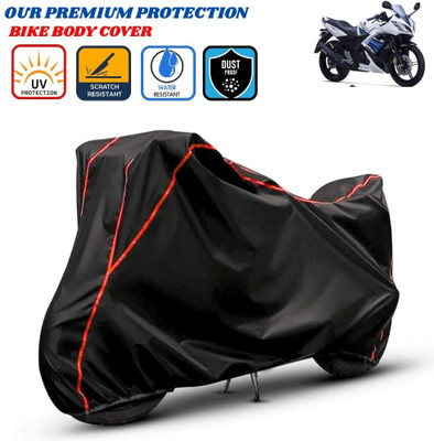 Delphinium Waterproof Two Wheeler Cover for Yamaha(R15S, Black, Red)