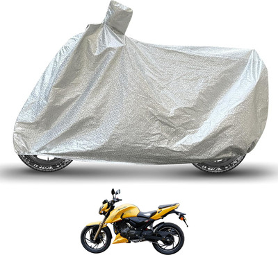 Caronix Waterproof Two Wheeler Cover for TVS(Apache RTR 200, Silver)