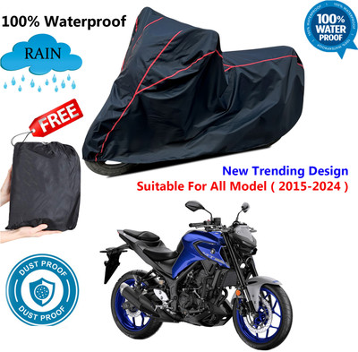 AUTOCAD Waterproof Two Wheeler Cover for Yamaha(MT 03, Black, Red)