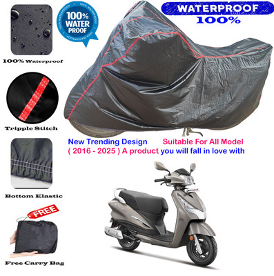 OliverX Waterproof Two Wheeler Cover for Hero(Destini 125, Black, Red)