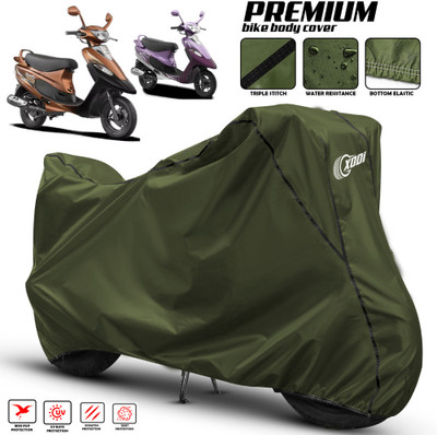 AUTOCAD Waterproof Two Wheeler Cover for TVS(Scooty Pep+ BS6, Green, Black)