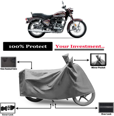 Amexride Two Wheeler Cover for Royal Enfield(Bullet 350 New BS6, Grey)