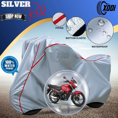 xodi Waterproof Two Wheeler Cover for Hero(Glamour BS6, Silver, Red)