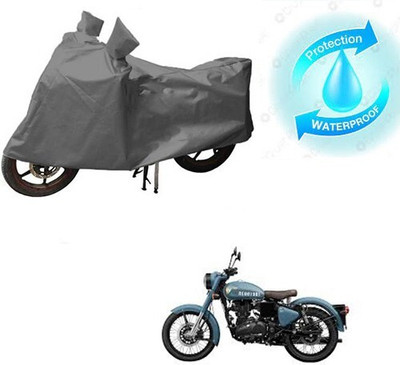 MMSSTAR Waterproof Two Wheeler Cover for Royal Enfield(Classic 350, Grey)