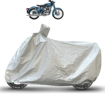 Caronix Waterproof Two Wheeler Cover for Royal Enfield(Classic 500, Silver)