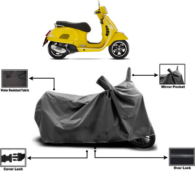 Amexride Two Wheeler Cover for Vespa(GTS Super 125 BS6, Grey)