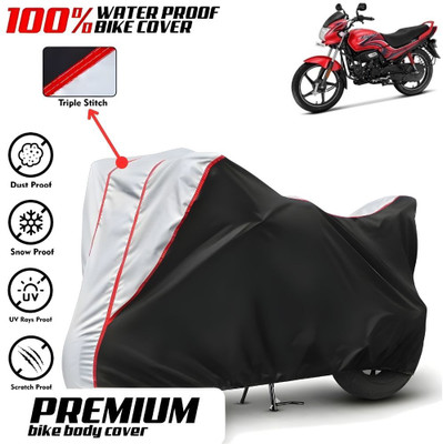 Mwiss Waterproof Two Wheeler Cover for Hero(Passion Plus, Black, Silver)