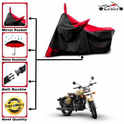 KEDIT Two Wheeler Cover for Royal Enfield(Classic Desert Storm, Red, Black)