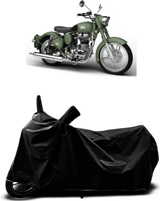 Mdstar Waterproof Two Wheeler Cover for Royal Enfield(Battle Green, Black)