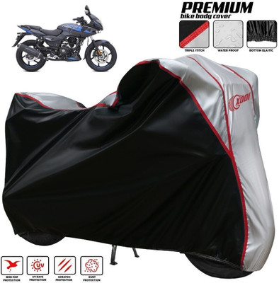 xodi Waterproof Two Wheeler Cover for Bajaj(Pulsar 220 DTS-i, Silver, Black)