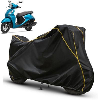 OliverX Waterproof Two Wheeler Cover for Yamaha(Fascino, Black, Yellow)
