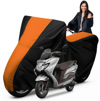 Car Styling Waterproof Two Wheeler Cover for Suzuki(Burgman Street 125, Black, Orange)