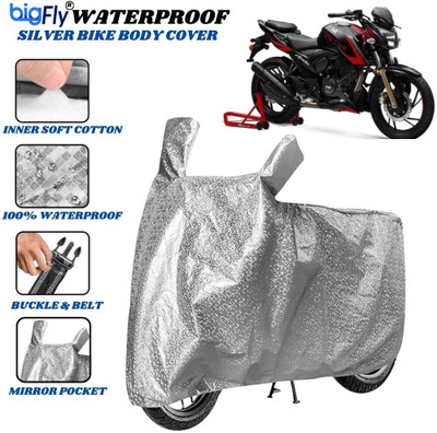 BigFly Waterproof Two Wheeler Cover for TVS(Apache RTR 200 4V, Silver)