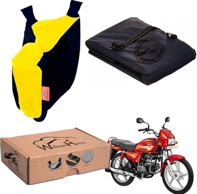 WolkomHome Waterproof Two Wheeler Cover for Hero(MotoCorp Splendor Plus, Yellow, Blue)