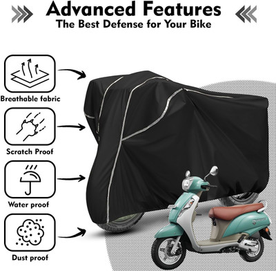 AutoGalaxy Waterproof Two Wheeler Cover for Suzuki(Access 125, Black, White)