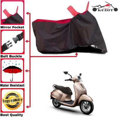 KEDIT Two Wheeler Cover for Bajaj(Urbanite Chetak, Red, Black)