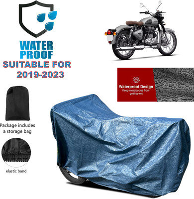 GOSHIV-car and bike accessories Waterproof Two Wheeler Cover for Royal Enfield(Classic Gunmetal, Blue)