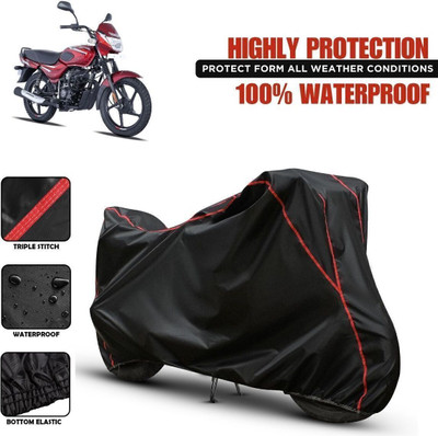 Shiv Kanha Waterproof Two Wheeler Cover for Bajaj(Platina, Black, Red)