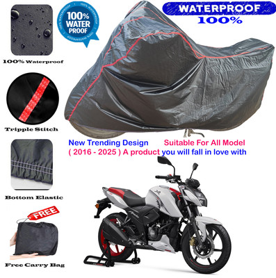 OliverX Waterproof Two Wheeler Cover for TVS(Apache RTR 165 RP, Black, Red)