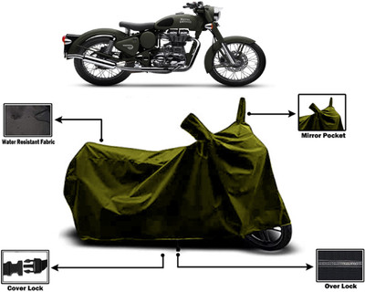 Amexride Two Wheeler Cover for Royal Enfield(Battle, Green)