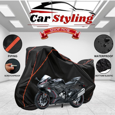 Car Styling Waterproof Two Wheeler Cover for Kawasaki(Ninja ZX-6R, Black, Red)