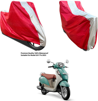 AutoGalaxy Waterproof Two Wheeler Cover for Suzuki(New Access 125, Silver, Red)
